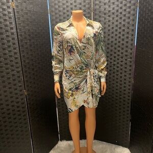 Fashion Nova Tropical Print Long Sleeve Dress